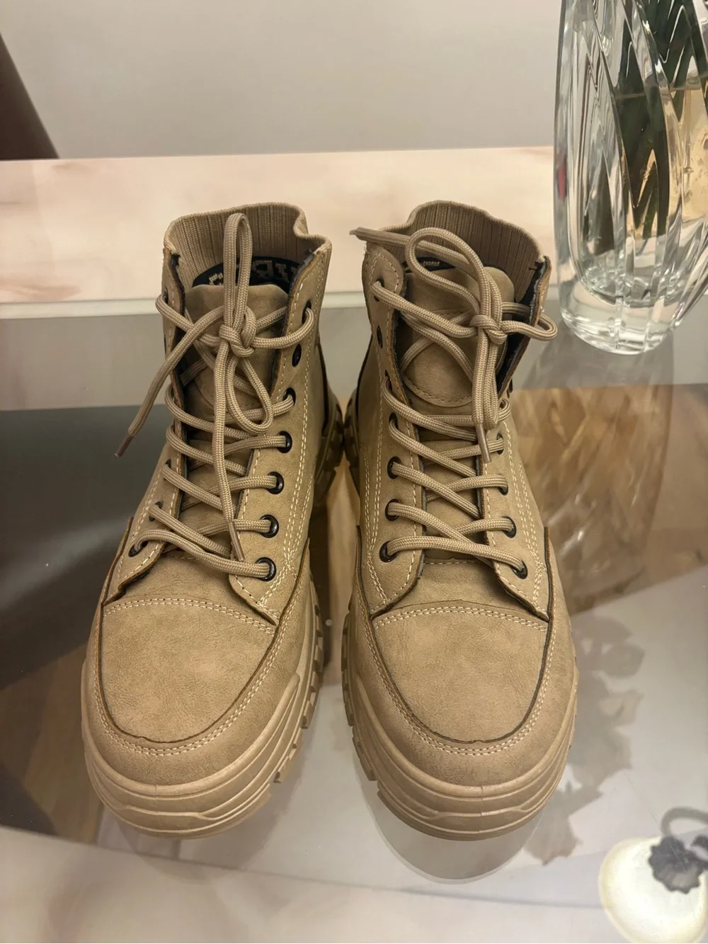 Work Boots Men PU Leather High-top Casual Shoes Platform Non-slip Ankle Boots